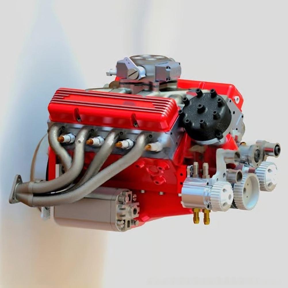 Проект STEM Модель двигателя V8 Набор для сборки Настольное украшение Красный Набор моделей автомобильной инженерии Материалы для поделок DIY Архитектура малого блока