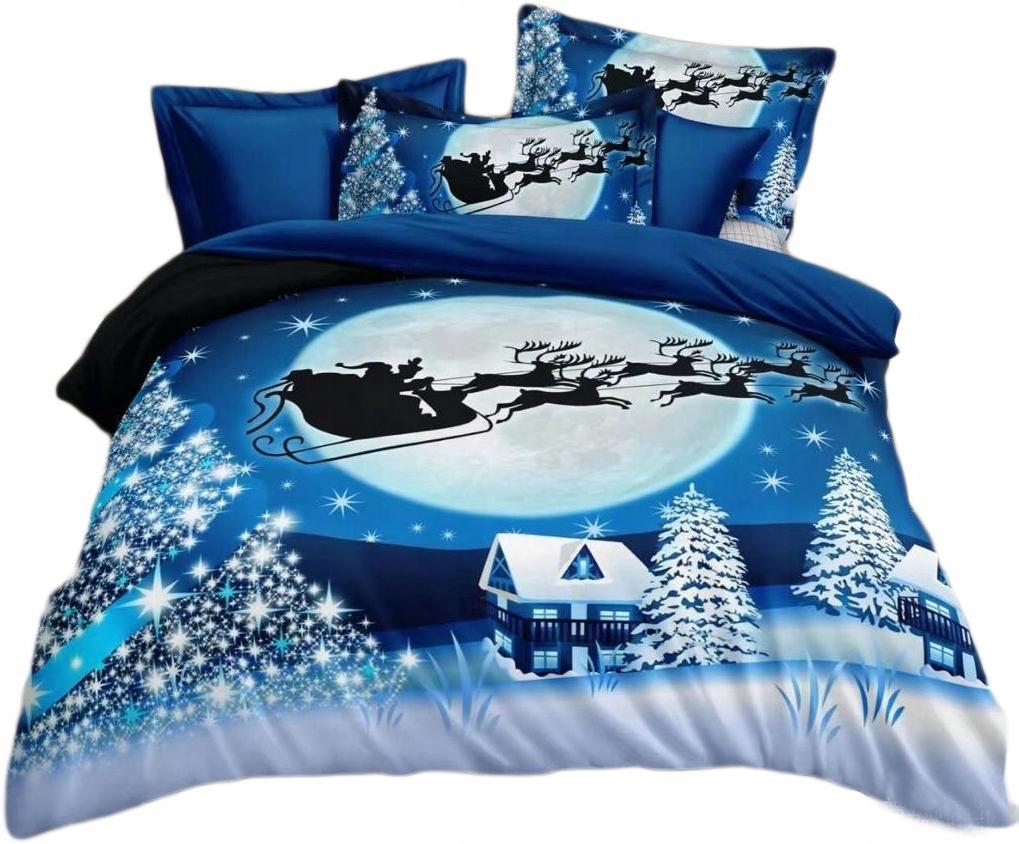 Christmas bedding 200x220 + 2 x 70x80 reindeer, sleigh, bubbles, Christmas tree