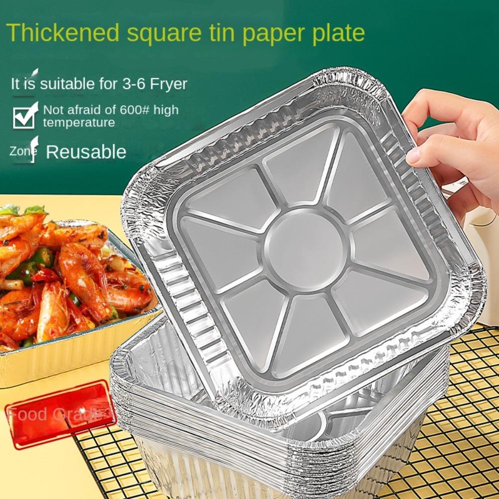 Square Air Fryer Aluminum Foil Pan Oil-proof Oven BBQ Tray Kitchen Supplies Aluminum Foil Tin Box