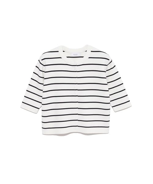 Emi Cool Touch Half Sleeve Knit BORDER Women's Top, 13WNT252041,