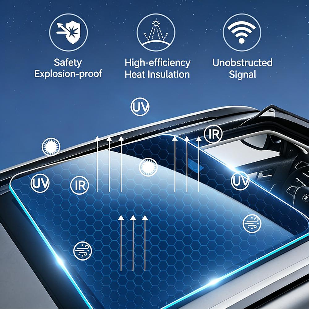 TPH Car Sunroof Ice Film Heat Insulation UV Protection Sticker Universal Panoramic Roof Window Tint Sunshade Summer Cooling Film