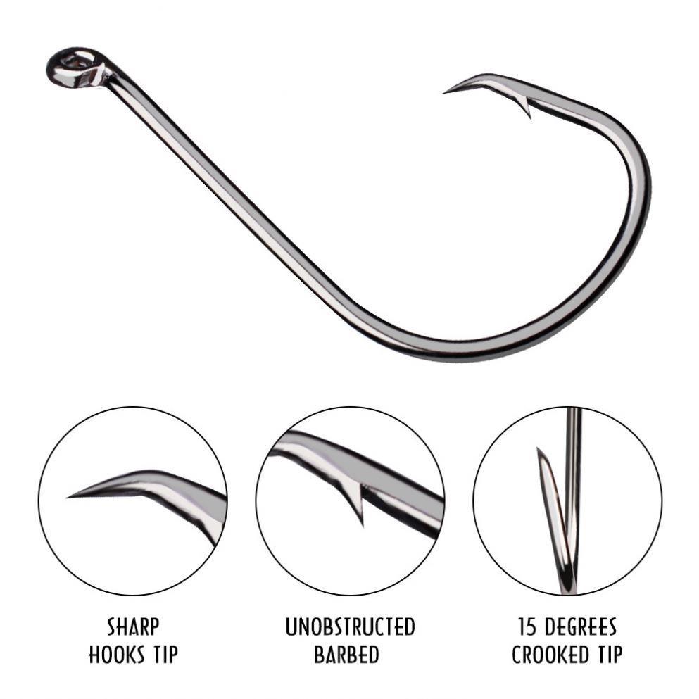 Free Samples High Carbon Steel Barbed Fishing Hook Saltwater Octopus Hook Bulk Long Shank Single Hooks 100pcs/pack