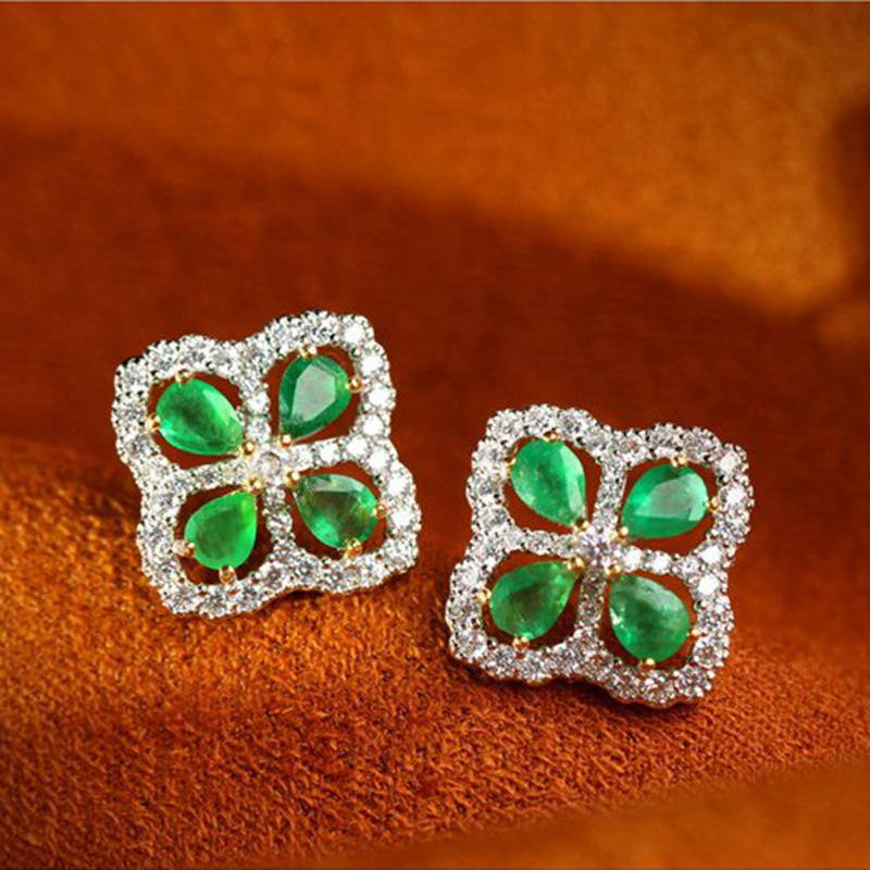 Изумрудный комплект Lucky Clover: Изысканный, универсальный дизайн для женщин (J6885)