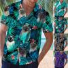 Мужская повседневная свободная пляжная рубашка с гавайским принтом и коротким рукавом с лацканами