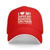 Baseball Caps I Love My Girlfriend Funny Boyfriend Retro Graphic Unisex Women Sport Summer Caps