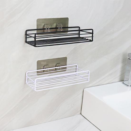 2Pcs Floating Shelves Wall Mounted Storage Rust-proof And Easy To Clean with Black Metal Frame for Bathroom Bedroom Kitchen