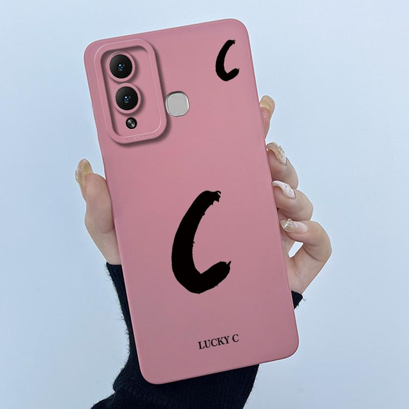 For Infinix Hot 12 Play Hot 12 X6816 X6816C Case Cover Lucky Initial Letter Soft Matte Phone Bumper for Infinix Hot 12i X665B