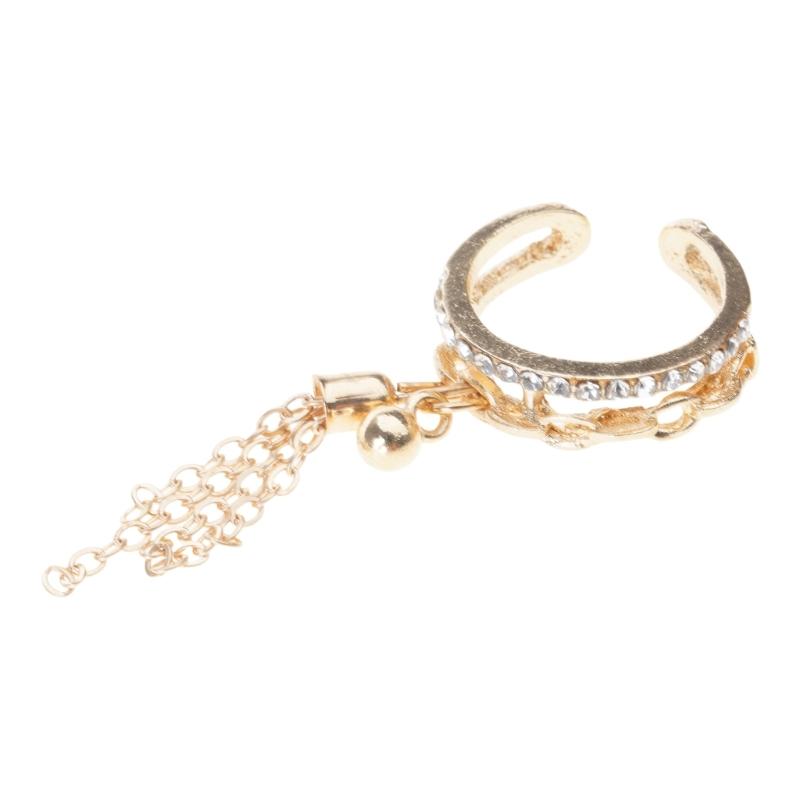 Кольцо-бандана с подвеской-кисточкой из свисающих цепочек, регулируемое открытое кольцо, подарок, кольцо-кисточка из звеньев, цирконий с подвеской-шипом, кольцо на палец