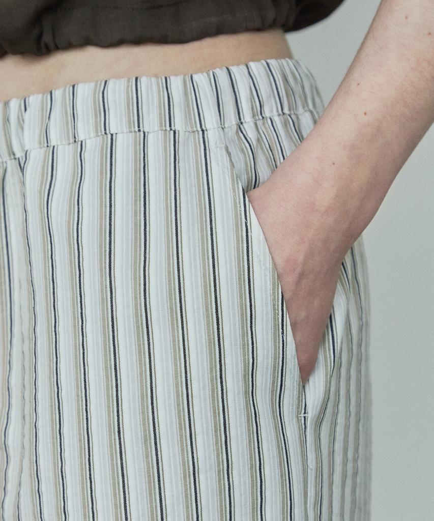IHR Striped Elastic Pants / Beige Stripe