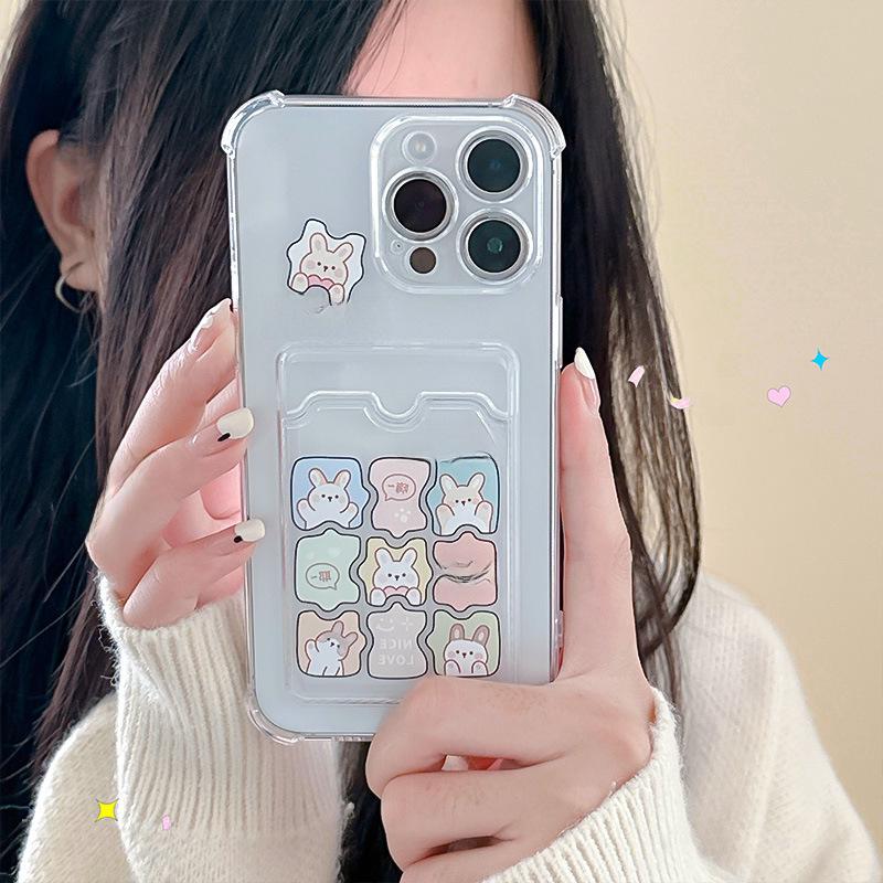 Силиконовый защитный чехол и держатель для карт Zhitai для iPhone 16 Pro, 15, 14 Pro Max, XS, XR