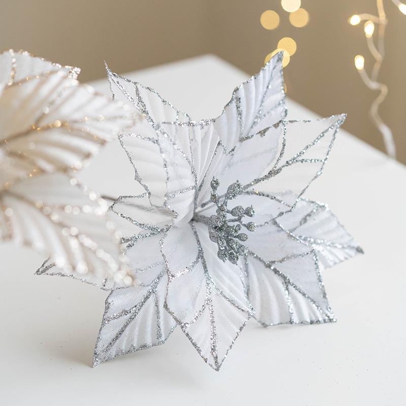 Рождественское украшение 25 см золотого цвета шампанского Рождественская фланелевая сетка Цветочная елочная гирлянда Украшение