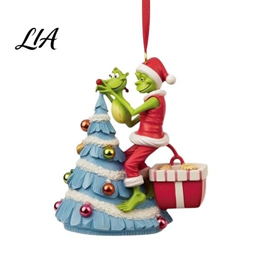 Lightweight Seasonal Hanging Decor Green Elf Christmas Ornament, Flat Acrylic Tree Pendant Atmosphere Room Decoration for Car Mirror Backpack, Festive