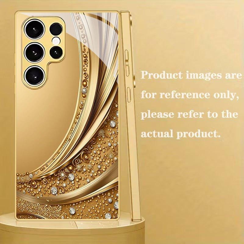 Гальванизированный золотой новый чехол для телефона для Samsung Galaxy S26 Ultra S25 Plus S24 S23 S22 fe закаленное стекло Художественные текстурные узоры