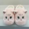 Женские осенние и зимние хлопковые тапочки, милый дизайн с котятами, вышитая меховая обувь для мужчин, уютная домашняя обувь