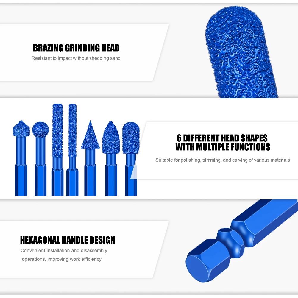 Шлифовальная головка с шестигранным хвостовиком, шлифовальная головка для мрамора, плитки и камня, новый тип паяной сверлильно-шлифовальной головки