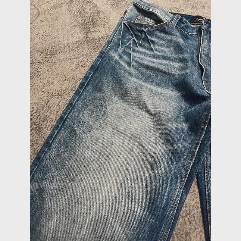 Унисекс темно-синие джинсы-клеш в стиле ретро с молнией