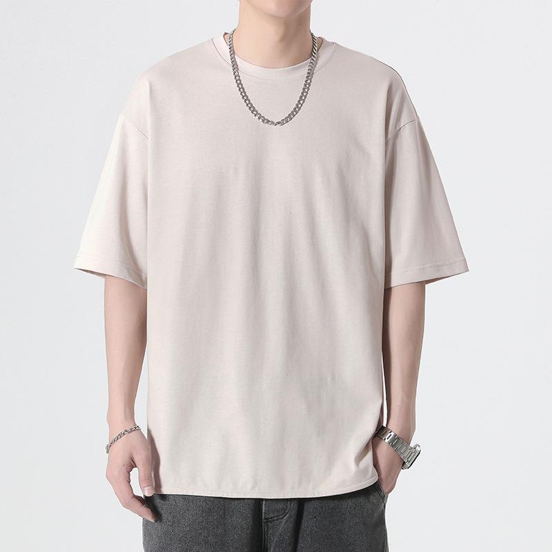 Мужская повседневная футболка с короткими рукавами, летняя футболка для пар, футболка с половиной рукавов, студенческая базовая свободная одежда