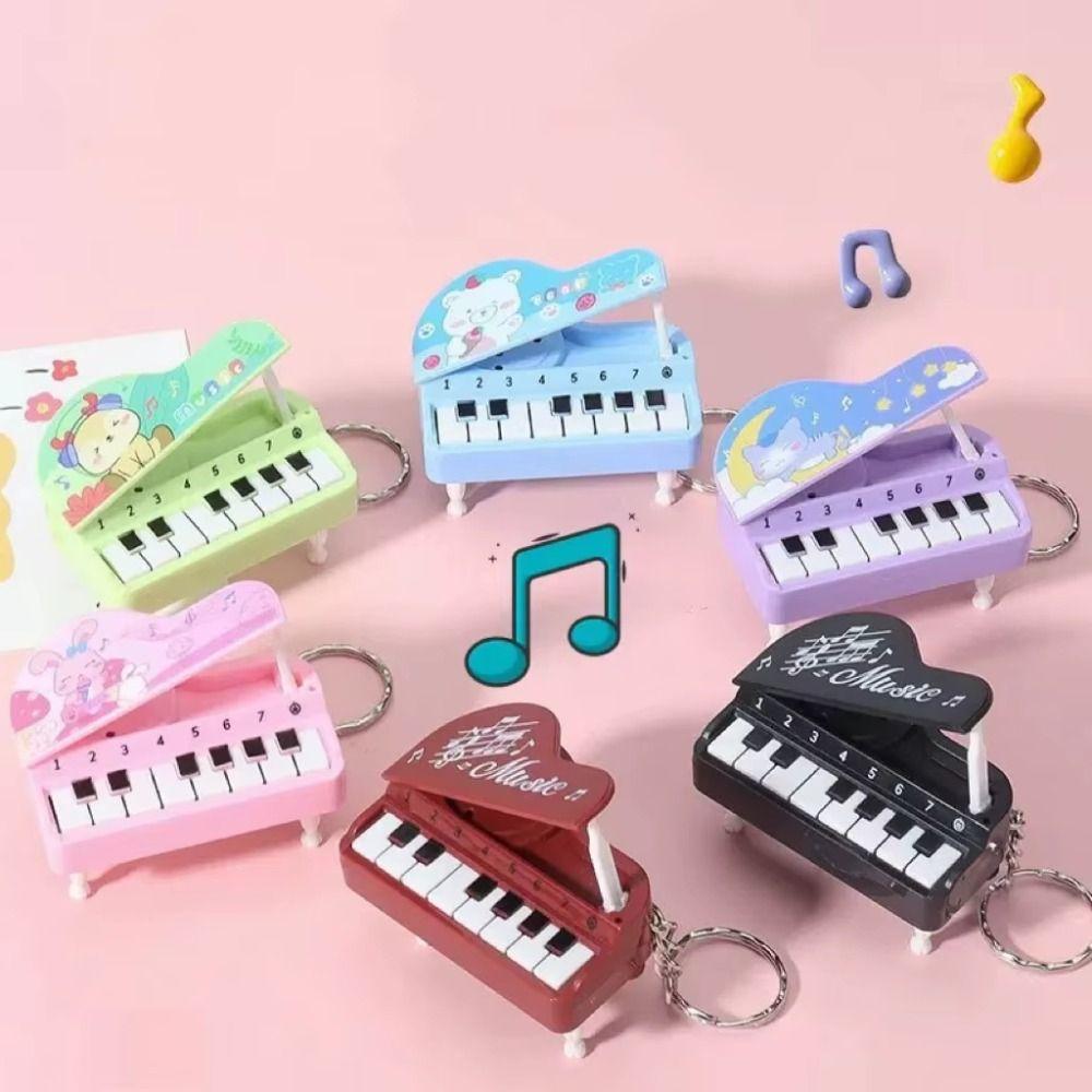 Cartoon Pattern Piano Keychain Toy Playable Keys Keyboard Keychain Party Favors