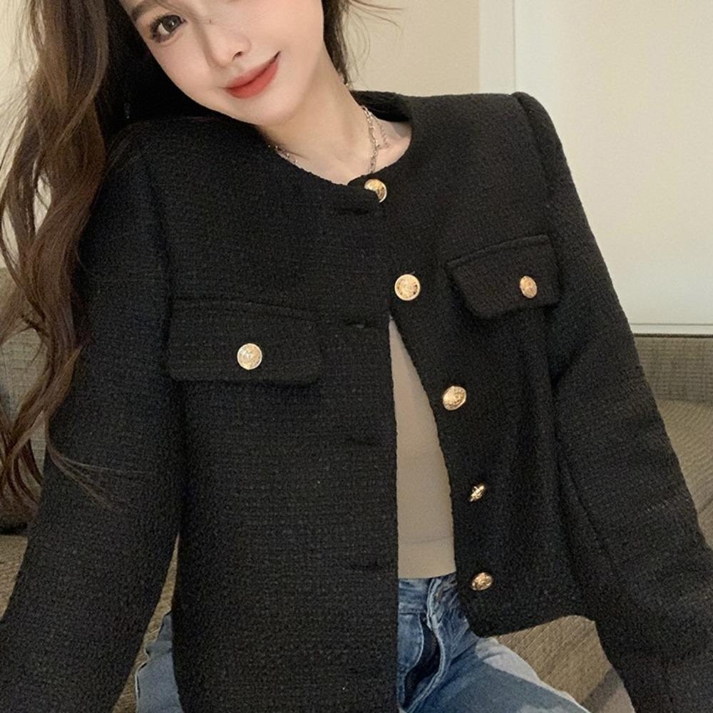 Женская винтажная верхняя одежда на пуговицах, с длинным рукавом, элегантные короткие пальто, модный кардиган, весна-осень