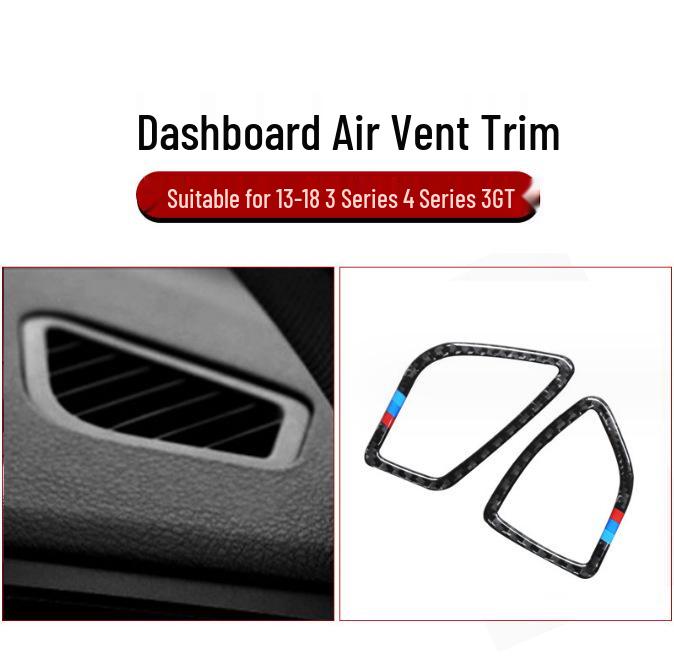 Модификация интерьера BMW 3 серии 320Li из углеродного волокна для F30: Декоративные накладки на панель КПП и воздуховоды центральной консоли.