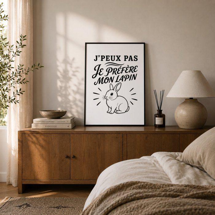 Poster J’peux pas je préfère mon Lapin J'peux pas minimaliste | Affiche Papier Photo 310 g Finition Perlée Format Taille A2