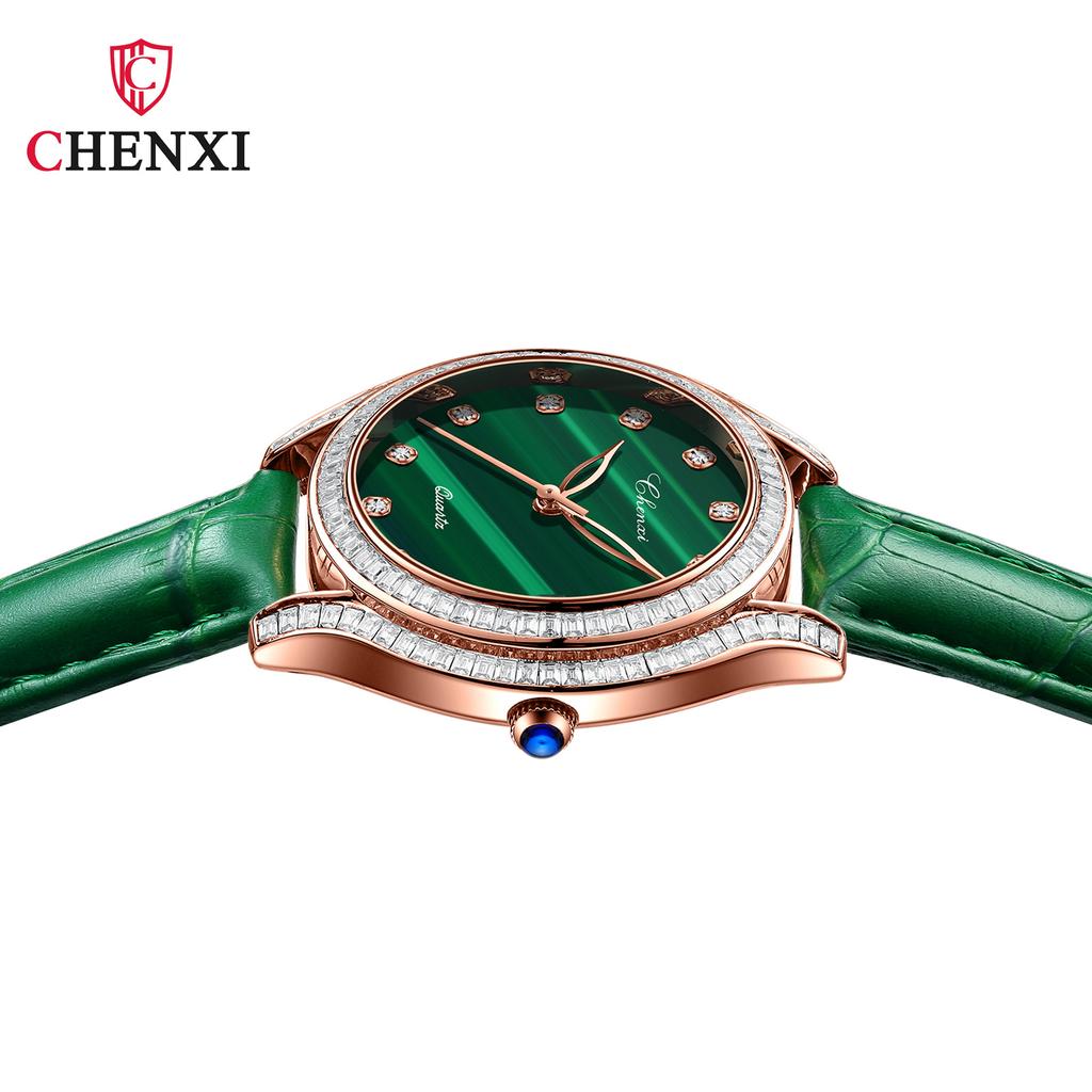 New TOP Brand Luxury Women's Watch With Box Fashion Watch Leather Waterproof Green Watch Women's Quartz Watches