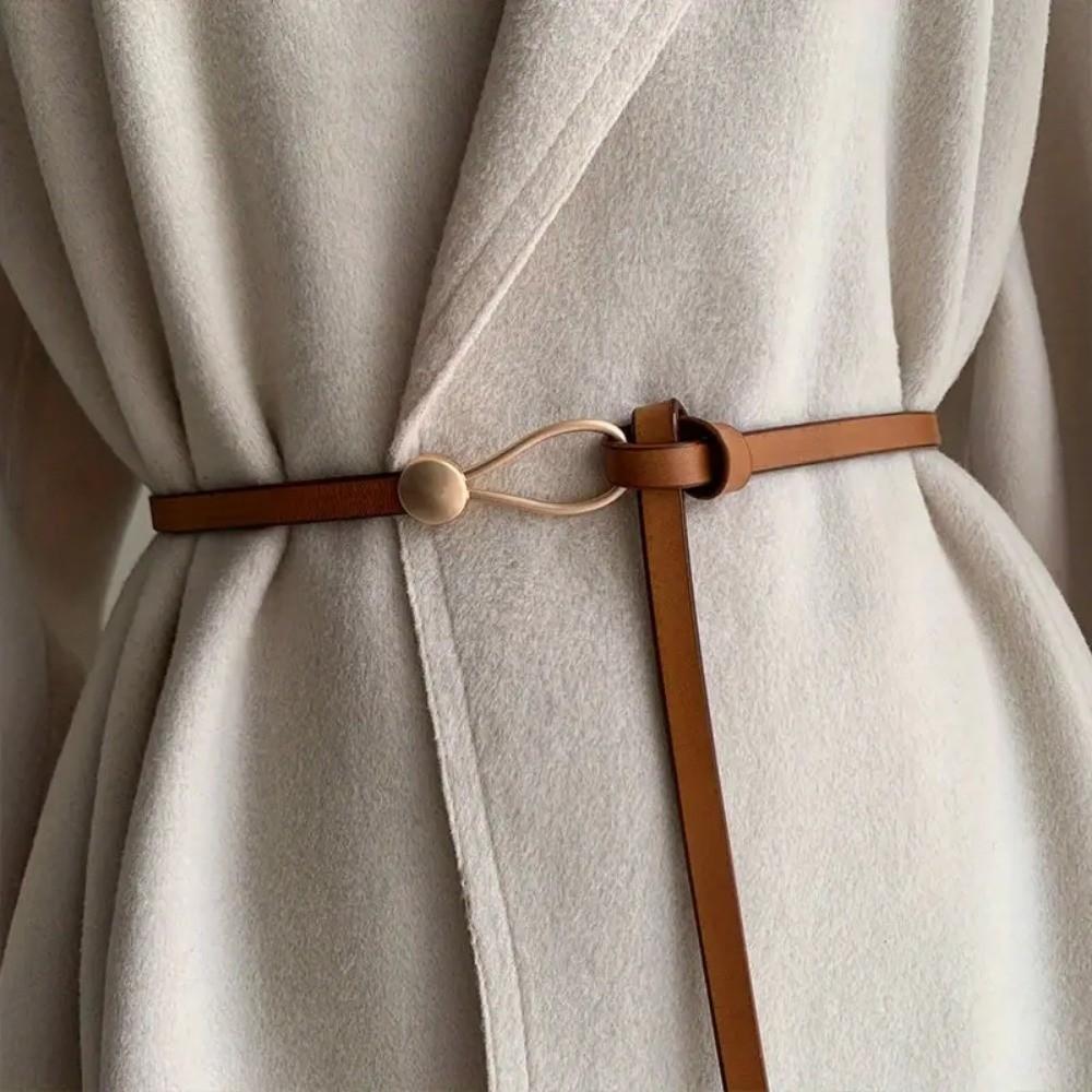Solid Color Knotted Belt PU Leather Dress Belt New Waist Chain for Jeans