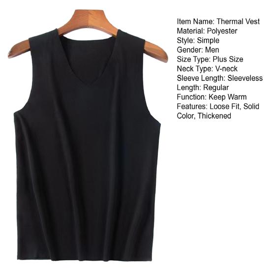 Men Winter Seamless Thermal Vest V-neck Sleeveless Thermal Underwear Thickened Elastic Slim Fit Bottoming Shirt Thermal Tops