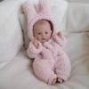 12 Inch Solid Silicone Body Reborn Doll Meadow Eyes Opening Realistic Simulation Doll Wear Rabbit Pink Romper Baby Toy Dolls for Kids Birthday Present