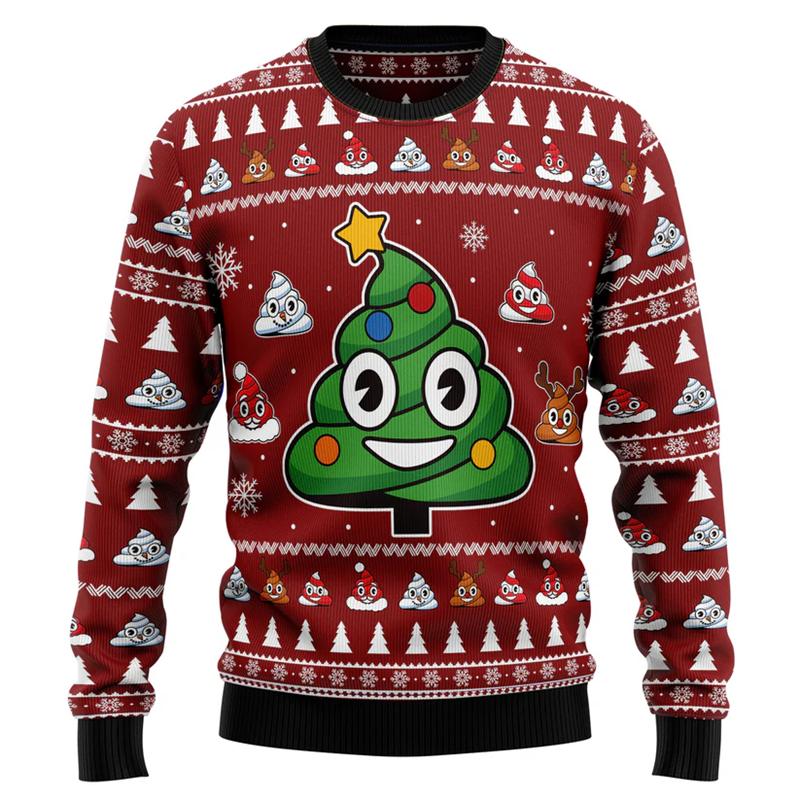 2026 New Animal Christmas Tree Graphic Sweatshirts Funny Personality 3D Printed Ugly Christmas Sweater Casual Oversized Tops