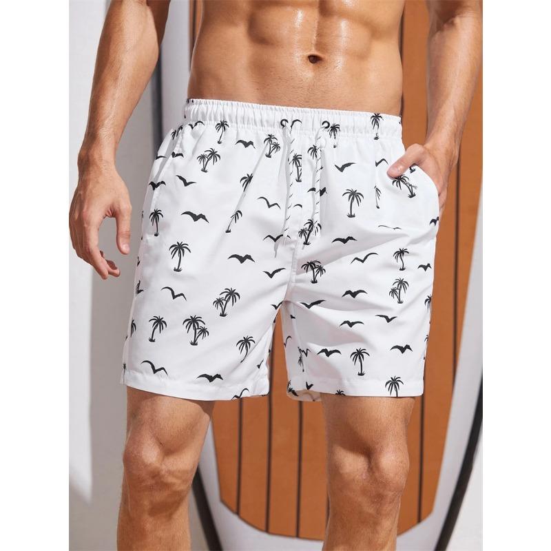 Новые мужские шорты для плавания Board Shorts Купальные шорты Плавки На шнурке Эластичные Быстросохнущие Короткие Пляжные Гавайские Повседневные Пляжные Шорты для плавания