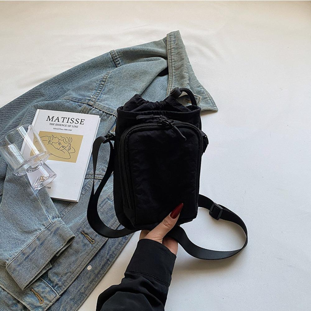 Canvas Crossbody Mobile Phone Bag Solid Color Water Cup Bag Shoulder Water Bottle Bag Mobile Phone