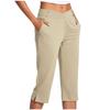 Women's Fashionable Solid Color Pocket Pants High Waist Sports Yoga Casual Cropped Pants