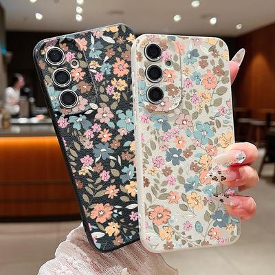 Цветы Кожа Текстура Чехол из ТПУ для Samsung Galaxy A56 A26 A16 A15 A55 A54 A35 5G S25 Edge S24 S23 S22 Ultra S21 FE Чехол для телефона