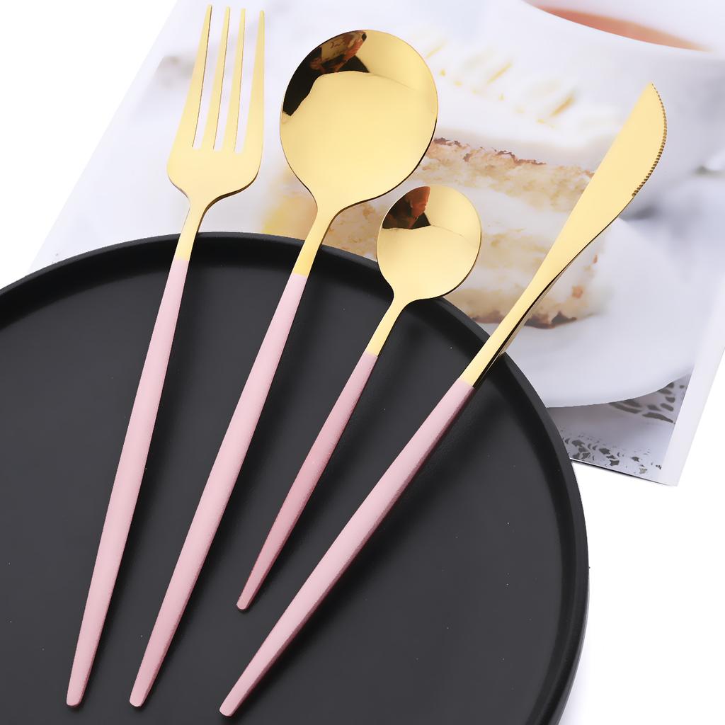 Высокое качество 24 шт., набор столовых приборов из черного золота, нож, вилка, чайная ложка, столовые приборы, зеркало, посуда из нержавеющей стали, кухонное серебро в западном стиле