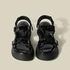 Sandals for Woman Platform Footwear Outdoor Summer 2024 Black Women's Shoes with Medium Heels Trend Korea New Breathable Fashion