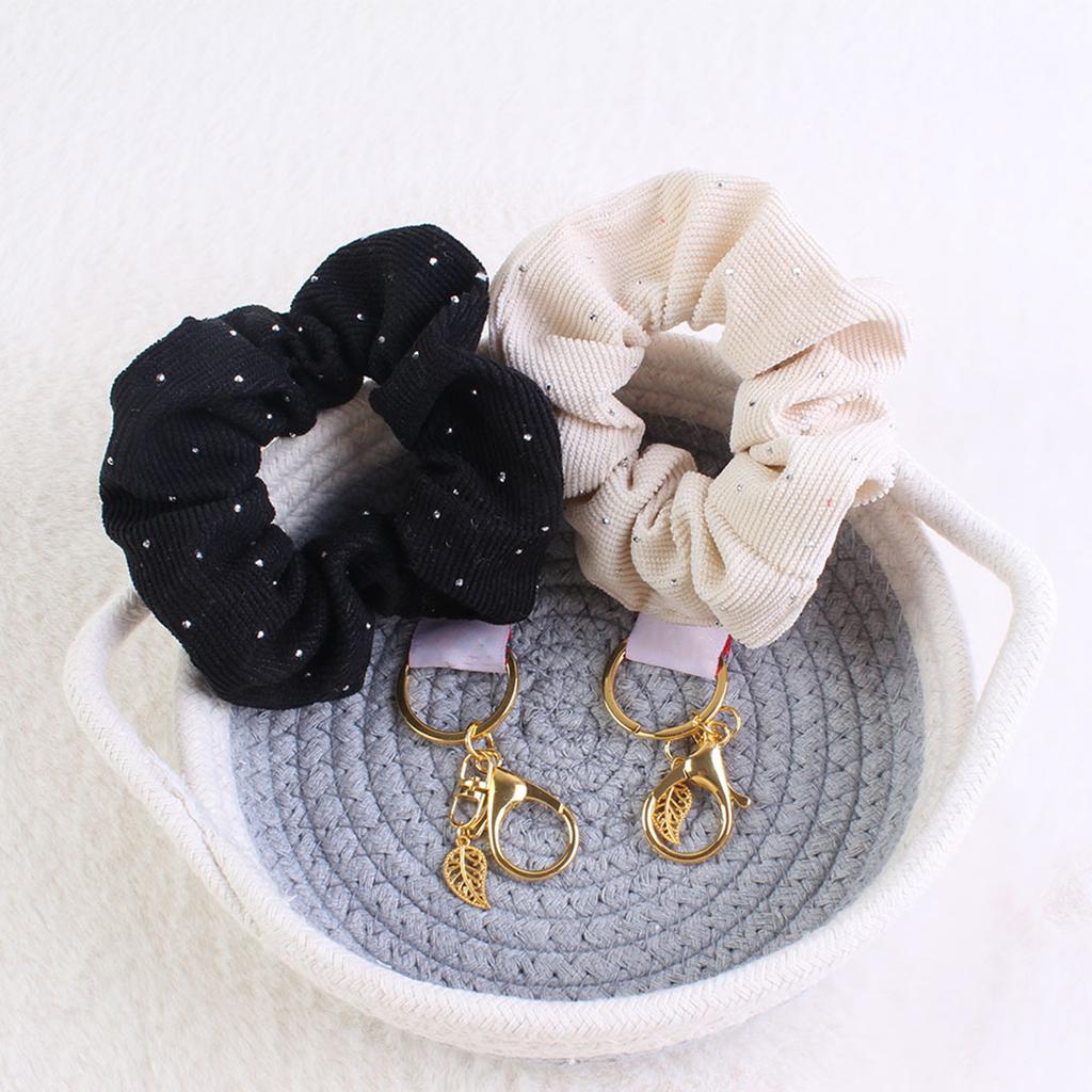 Fashionable Scrunchie Wristlet Keychain Charm Pendant Versatile Use Hair Tie Accessory for Trendy Women and Girls