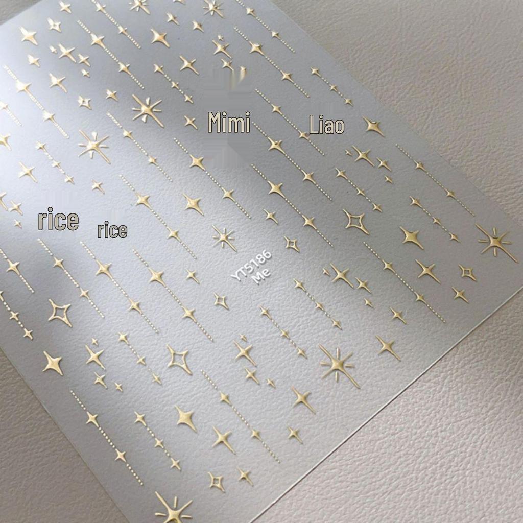 3D Starburst & Moon Embossed Nail Art Stickers - Fairy Stars, French Style