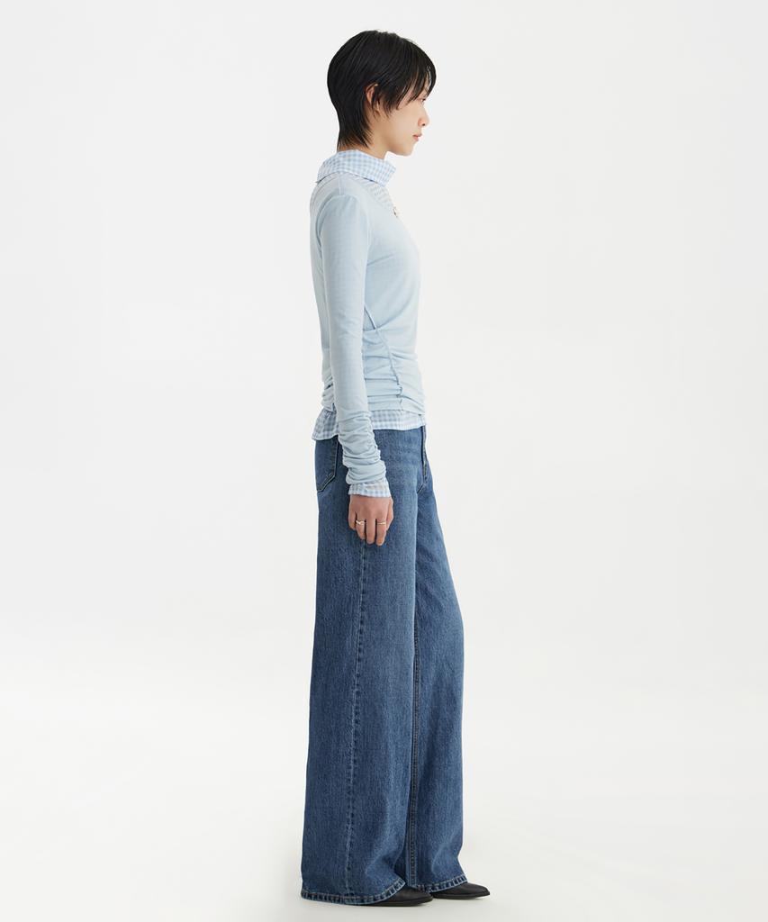 YOUTH Wide Denim Pants (W) - Medium Blue