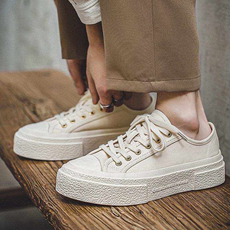 Модные новые мужские парусиновые туфли на толстой подошве, классические и универсальные, черного цвета, для прогулок по улице, для повседневной молодежной вечеринки
