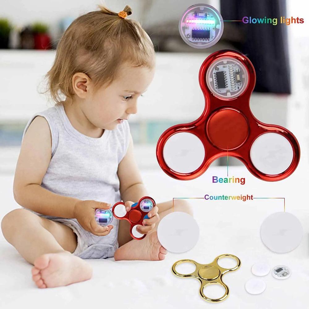 6colors Creative LED Light Luminous Fidget Spinner Changes Hand Spinner Golw In the Dark Stress Relief Toys For Kids