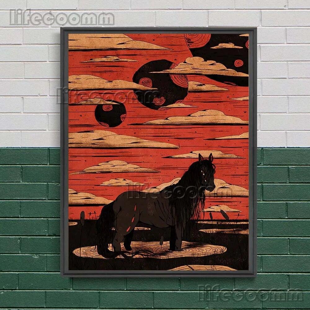 Таинственный ужасный змей и сундук с сокровищами ведьмы, настенная живопись на холсте, абстрактное языческое колдовство, элемент, печать плаката, без рамки