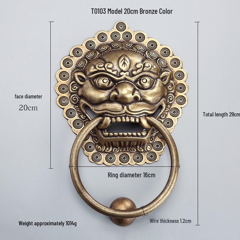 Антикварный латунный дверной молоток в виде головы льва и ручка-тяга для французских дверей