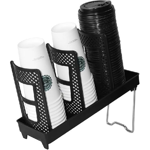 Coffee Cup Holder,Cup and Lid Dispenser with Stand,Disposable Cups Organizer,6 Slots,for Coffee