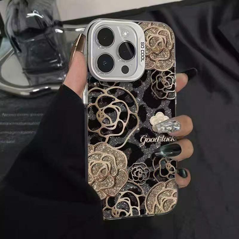 Чехол для телефона с принтом леопарда и розы для iPhone 17, 16 Pro Max, 15 Pro, 14, 13, 12