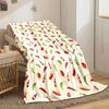 The pattern shows chilies, hot sauce bottles, and flaming chili peppers. for all seasons blanket lunch break throw gift