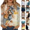 Long Sleeve Tops For Women T-Shirt Casual Print Tops T Shirt Round Neck Pullover Blouse