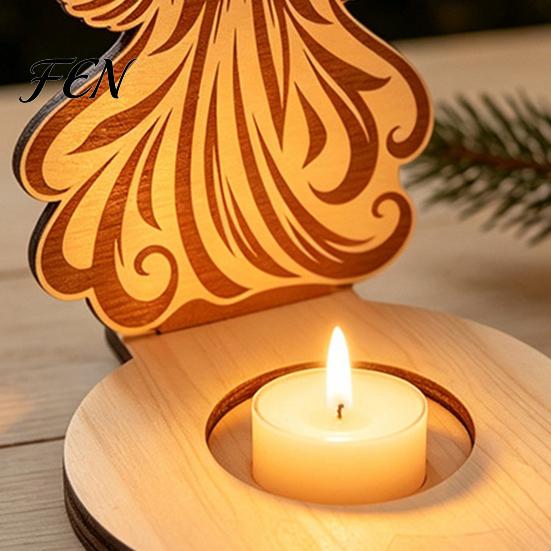 Holiday Home Decorations Wooden Candle Holder, Praying Angel Tabletop Tealight Stand, Religious Poplar Plywood Ornaments Decorative Candlestick
