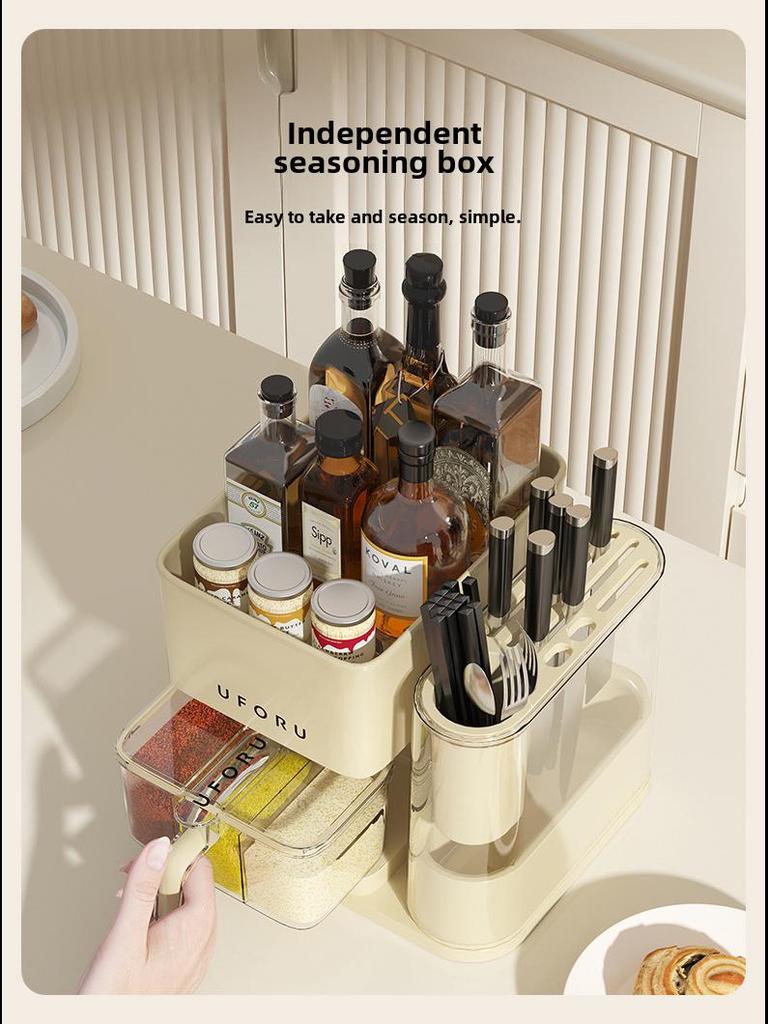 Новая многофункциональная кухонная стойка для хранения: Держатель для ножей, корзина для палочек для еды и органайзер для приправ