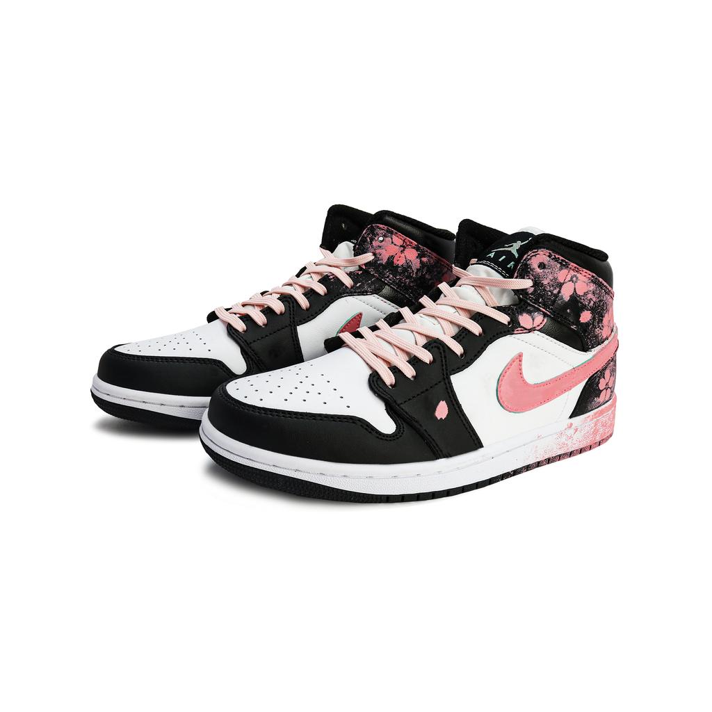 Jordan Air Jordan 1 Slip Resistant Abrasion Resistant High top Vintage Basketball Shoes Unisex Black Pink DQ8423-103(Team629-)